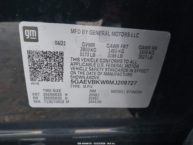 Продаж на аукціоні авто 2021 Buick Enclave Awd Premium, vin: 5GAEVBKW9MJ209727, номер лоту: 44446151