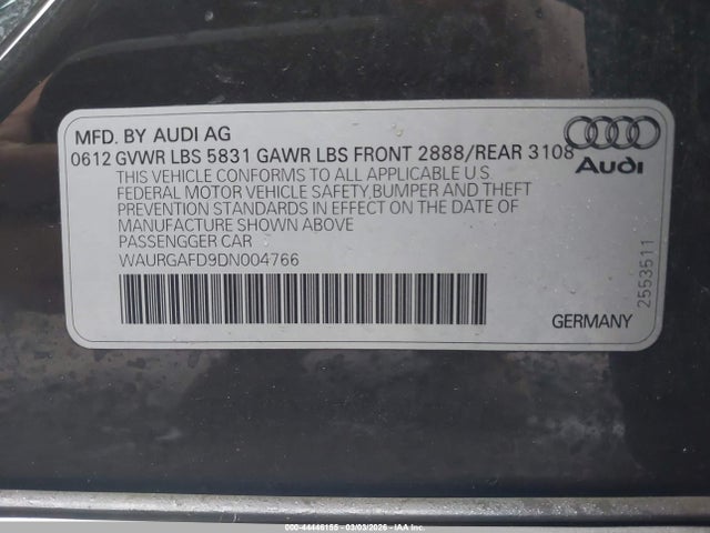 2013 AUDI A8 L WAURGAFD9DN004766 Photo 8