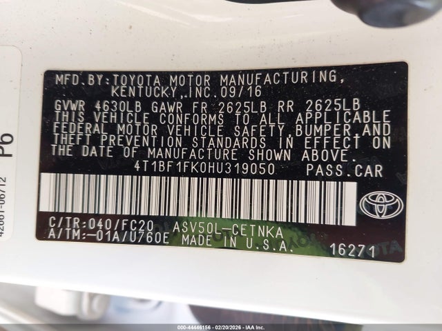 4T1BF1FK0HU319050 Toyota CAMRY LE