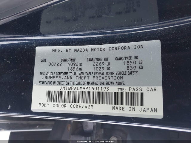 44446158 :رقم المزاد ، JM1BPALM9P1601193 vin ، 2023 Mazda Mazda3 2.5 S Preferred مزاد بيع