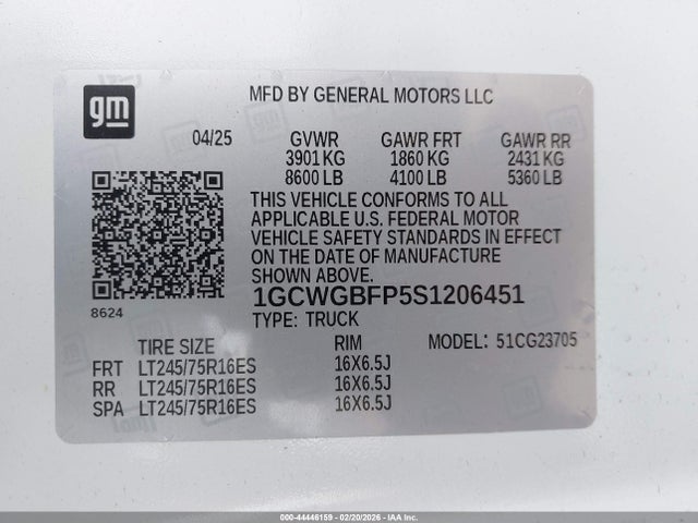 1GCWGBFP5S1206451 Chevrolet Express Cargo Rwd 2500 Extended Wheelbase Wt