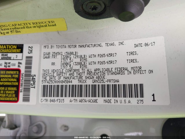 5TFAZ5CNXHX045044 Toyota Tacoma
