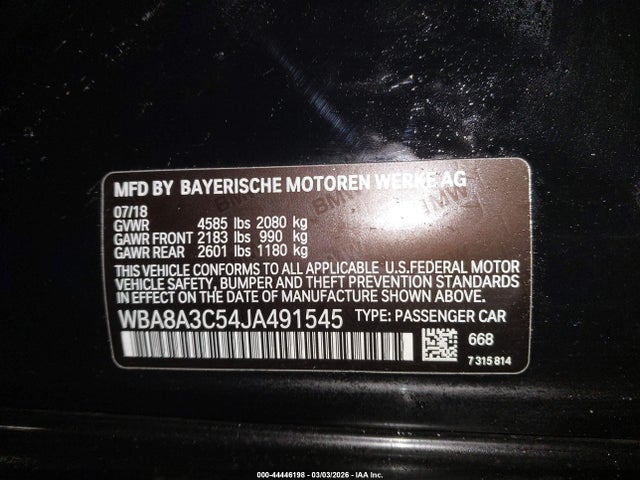 2018 BMW 320I WBA8A3C54JA491545 Photo 8