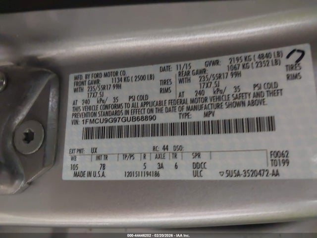 1FMCU9G97GUB68890 Ford ESCAPE SE