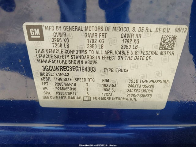 2014 CHEVROLET SILVERADO 1500 3GCUKREC3EG194383 Photo 8