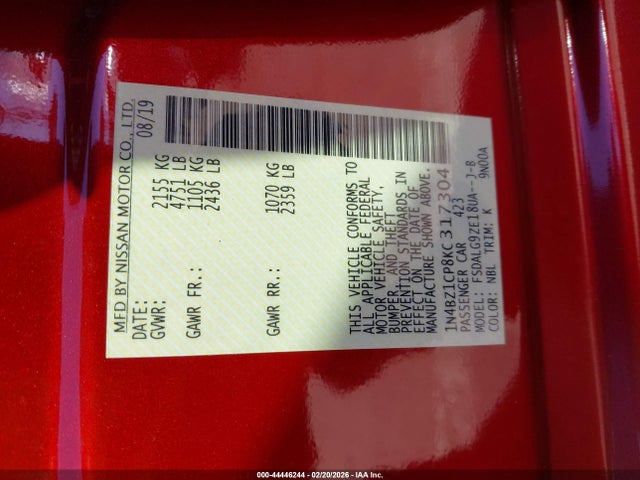 2019 NISSAN LEAF 1N4BZ1CP8KC317304 Photo 8