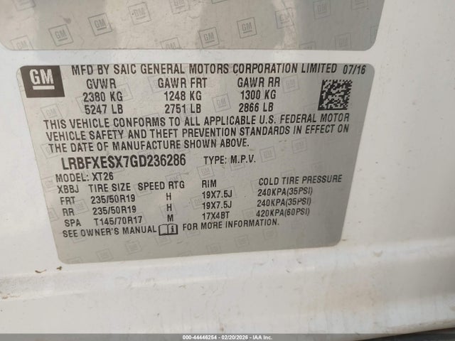 Aukcja sprzedaży 2016 Buick Envision Premium I, vin: LRBFXESX7GD236286, numer aukcji: 44446254