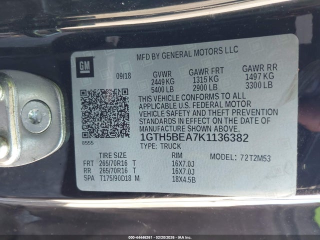 Продажа на аукционе авто 2019 Gmc Canyon, vin: 1GTH5BEA7K1136382, номер лота: 44446261