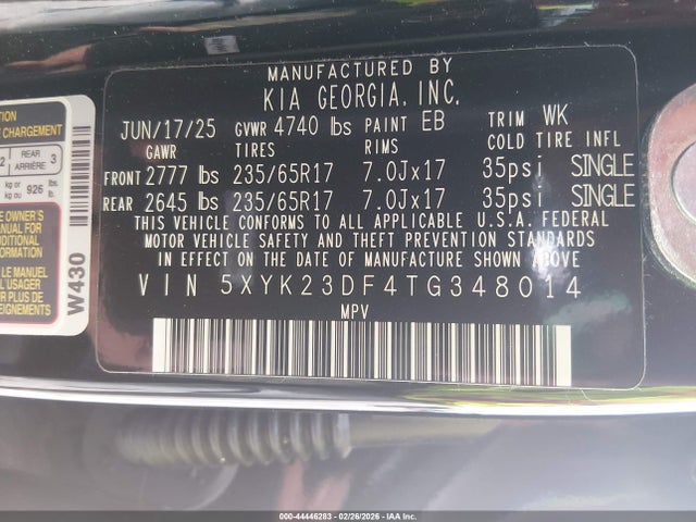 2026 Kia Sportage Lx მანქანა იყიდება აუქციონზე, vin: 5XYK23DF4TG348014, აუქციონის ნომერი: 44446283