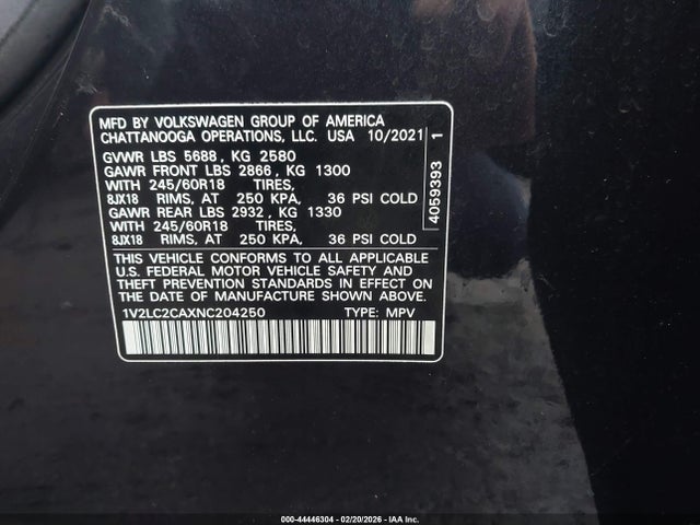 Продаж на аукціоні авто 2022 Volkswagen Atlas Cross Sport 2.0t Se, vin: 1V2LC2CAXNC204250, номер лоту: 44446304