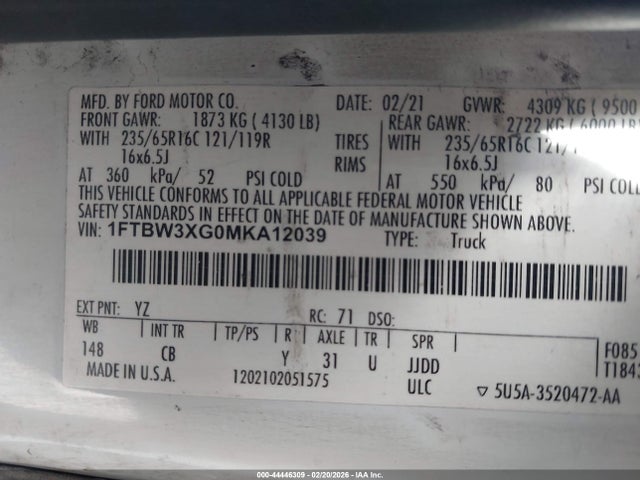 1FTBW3XG0MKA12039 Ford Transit-350 Cargo Van