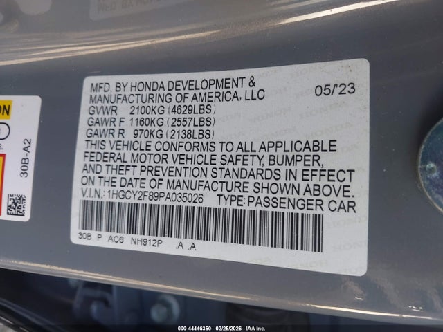 1HGCY2F89PA035026 Honda Accord Hybrid Touring