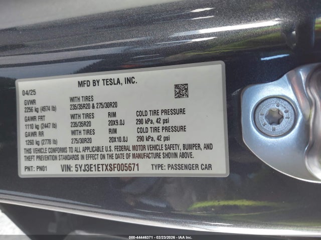 2025 TESLA MODEL 3 5YJ3E1ETXSF005671 Photo 8