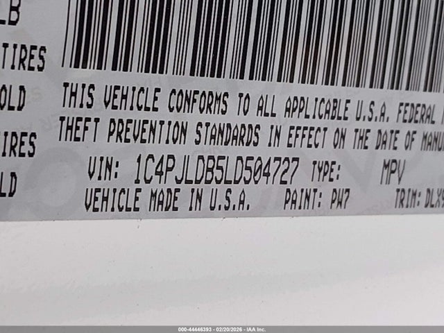 1C4PJLDB5LD504727 Jeep Cherokee Limited Fwd