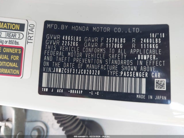 2018 HONDA CLARITY PLUG-IN HYBRID JHMZC5F31JC020320 Photo 8