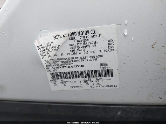 Ford Explorer 2019 1FM5K8BH4KGA93340 Image 9