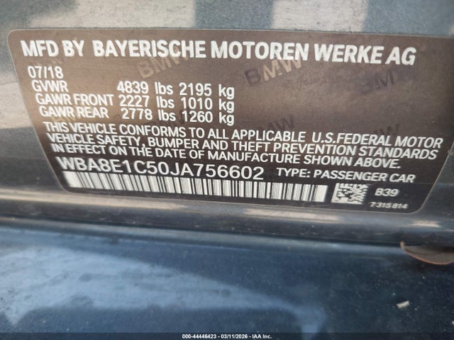Продажа на аукционе авто 2018 Bmw 330e Iperformance, vin: WBA8E1C50JA756602, номер лота: 44446423
