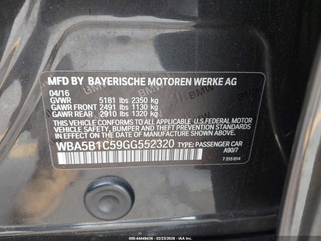 WBA5B1C59GG552320 BMW 535i