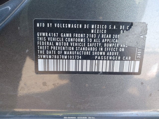 2024 Volkswagen Jetta 1.5t S მანქანა იყიდება აუქციონზე, vin: 3VW5M7BU7RM103734, აუქციონის ნომერი: 44446454