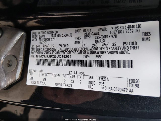 Ford Escape Titanium 2014 1FMCU9J9XEUC14301 Image 9