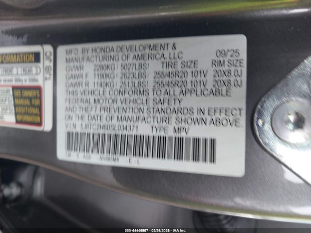 Продаж на аукціоні авто 2025 Acura Rdx A-spec Package, vin: 5J8TC2H60SL034371, номер лоту: 44446507