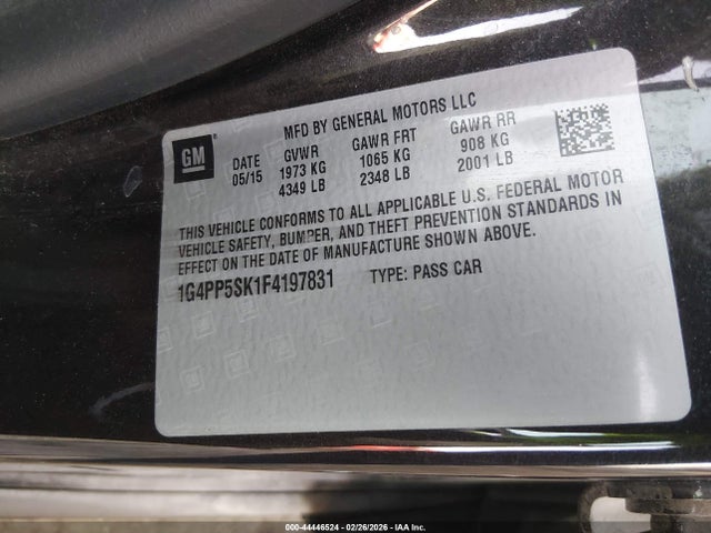 44446524 :رقم المزاد ، 1G4PP5SK1F4197831 vin ، 2015 Buick Verano مزاد بيع