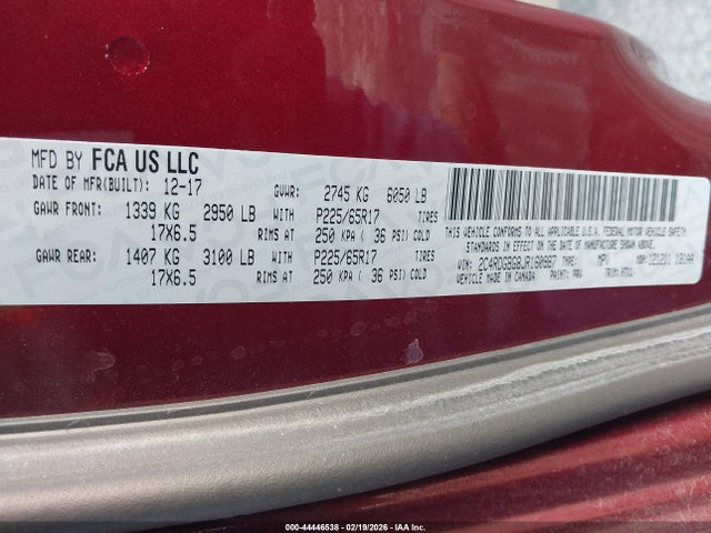 Продажа на аукционе авто 2018 Dodge Grand Caravan Se, vin: 2C4RDGBG8JR160987, номер лота: 44446538
