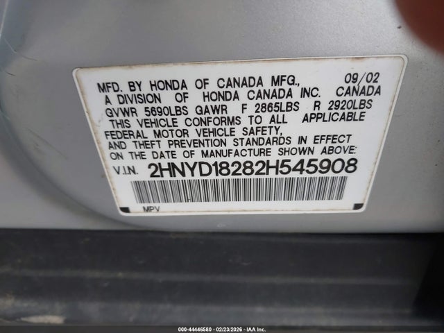 Aukcja sprzedaży 2002 Acura Mdx, vin: 2HNYD18282H545908, numer aukcji: 44446580