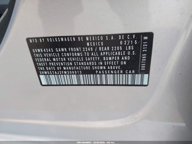 Продаж на аукціоні авто 2015 Volkswagen Jetta Gli, vin: 3VW5S7AJ2FM306913, номер лоту: 44446607