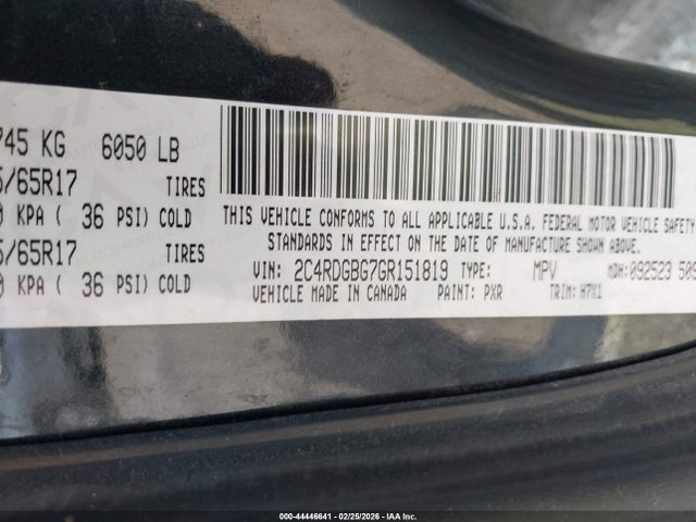 2016 Dodge Grand Caravan Se მანქანა იყიდება აუქციონზე, vin: 2C4RDGBG7GR151819, აუქციონის ნომერი: 44446641