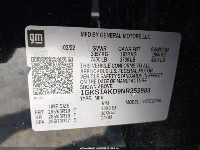 GMC Yukon 2wd Sle 2022 1GKS1AKD9NR253983 Image 9