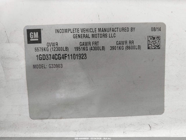 Продажа на аукционе авто 2015 Gmc Savana Cutaway 3500, vin: 1GD374CG4F1101923, номер лота: 44446659
