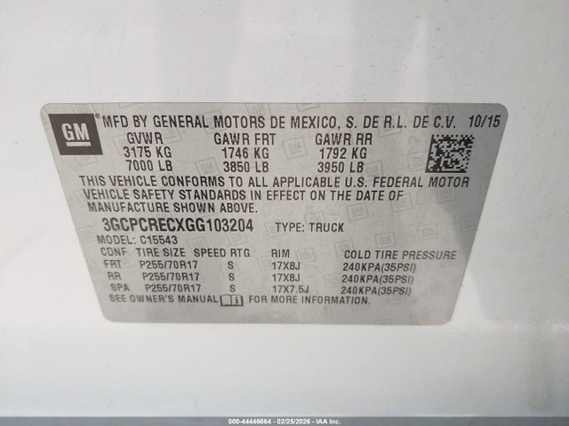 3GCPCRECXGG103204 Chevrolet Silverado 1500 1lt