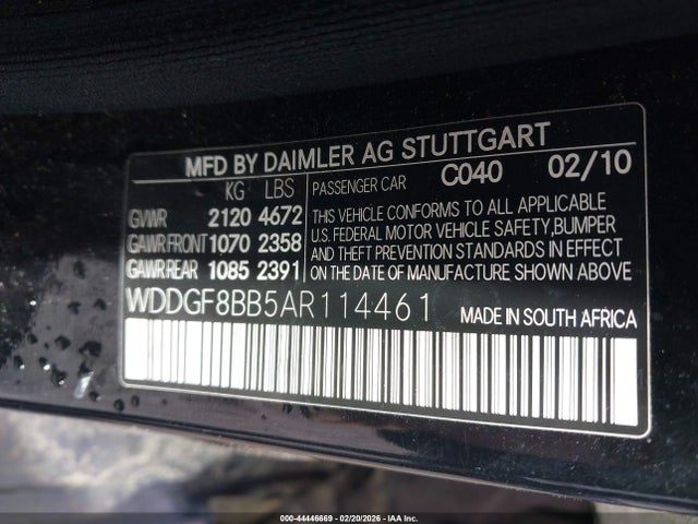 44446669 :رقم المزاد ، WDDGF8BB5AR114461 vin ، 2010 Mercedes-benz C 300 Sport 4matic مزاد بيع