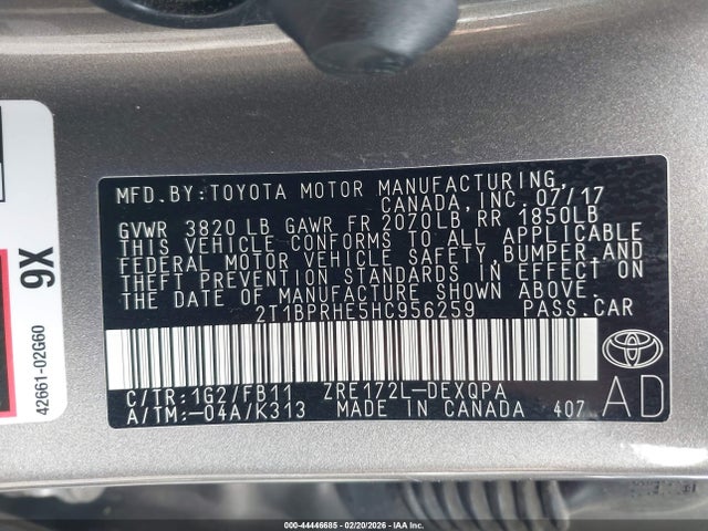 Toyota Corolla Le Eco 2017 2T1BPRHE5HC956259 Image 9