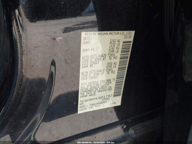 Продаж на аукціоні авто 2015 Nissan Armada Sl, vin: 5N1BA0ND4FN601792, номер лоту: 44446704