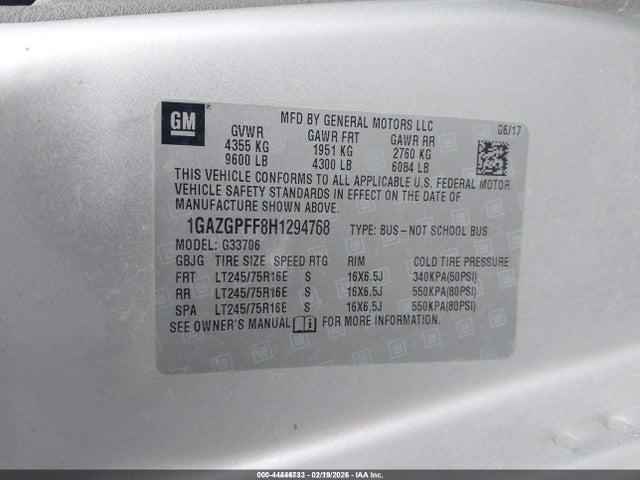 Chevrolet Express 3500 Lt 2017 1GAZGPFF8H1294768 Image 9
