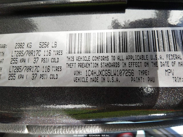 2020 JEEP WRANGLER 1C4HJXCG5LW107256 Photo 8