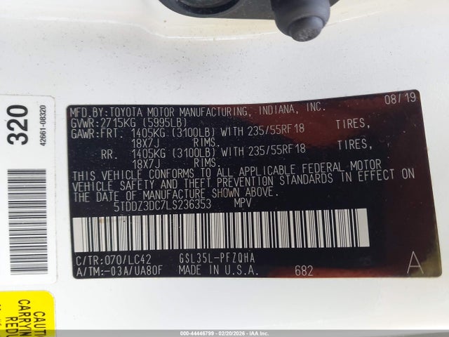 Toyota SIENNA XLE 2020 5TDDZ3DC7LS236353 Image 9