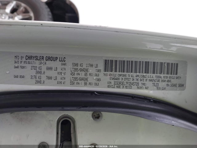 2015 Ram 3500 Laramie მანქანა იყიდება აუქციონზე, vin: 3C63R3EL7FG545728, აუქციონის ნომერი: 44446826