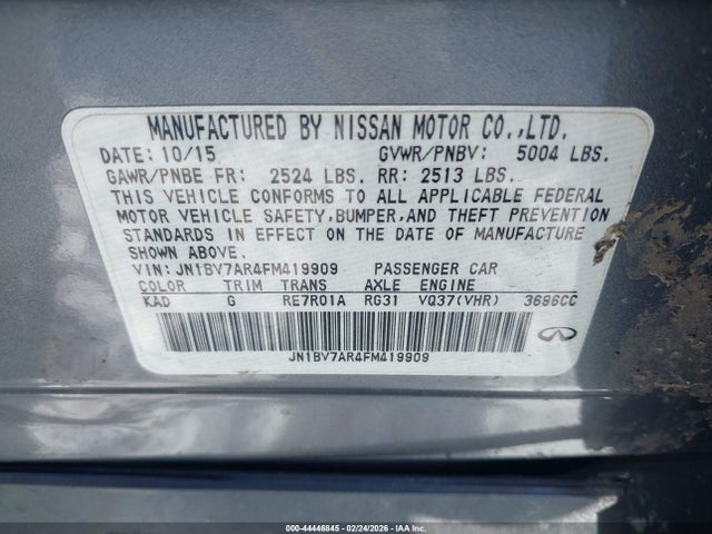 Продажа на аукционе авто 2015 Infiniti Q50 Premium, vin: JN1BV7AR4FM419909, номер лота: 44446845