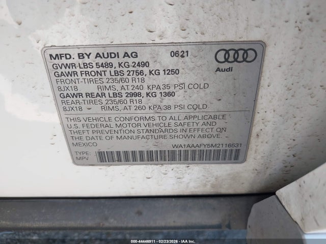 2021 AUDI Q5 WA1AAAFY5M2116531 Photo 8