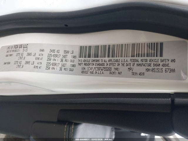 Продажа на аукционе авто 2015 Jeep Cherokee Latitude, vin: 1C4PJMCS6FW755269, номер лота: 44446931