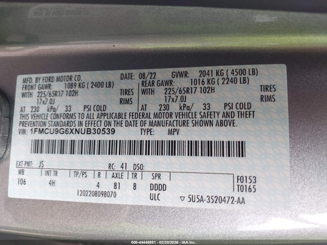 2022 FORD ESCAPE 1FMCU9G6XNUB30539 Photo 8