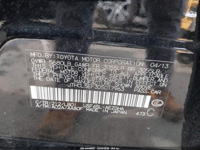 2013 LEXUS LS 460 JTHCL5EF3D5017963 Photo 8