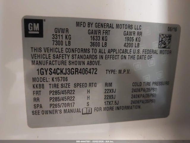 2016 CADILLAC ESCALADE 1GYS4CKJ3GR406472 Photo 8