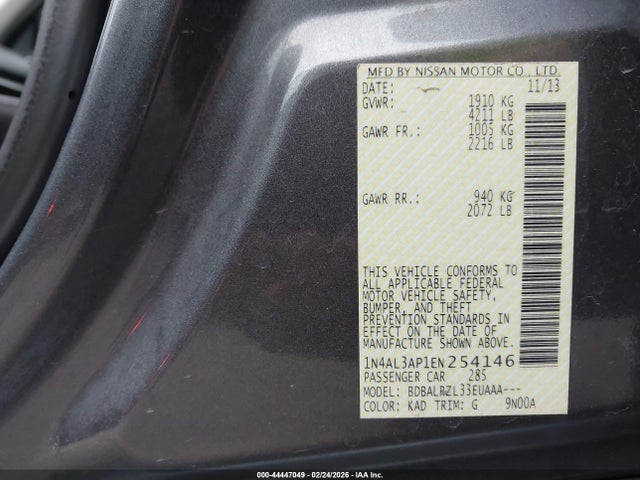 Nissan Altima 2.5 S 2014 1N4AL3AP1EN254146 Image 9