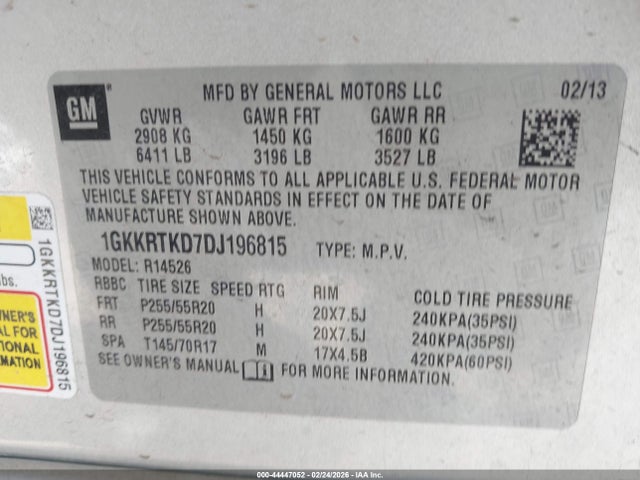 Продажа на аукционе авто 2013 Gmc Acadia Denali, vin: 1GKKRTKD7DJ196815, номер лота: 44447052
