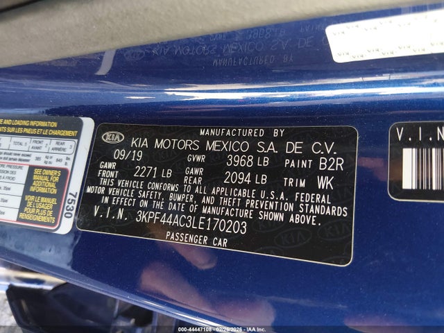 Продажа на аукционе авто 2020 Kia Forte Gt, vin: 3KPF44AC3LE170203, номер лота: 44447108