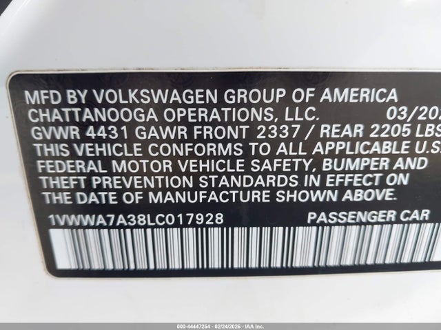 2020 VOLKSWAGEN PASSAT 1VWWA7A38LC017928 Photo 8